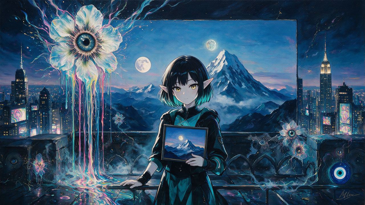 gweil0rd, portrait painted by MLow: Blue Hour, Top of the Rock