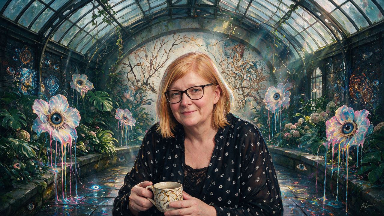 Helena Sarin, portrait painted by MLow: Tea in the Greenhouse