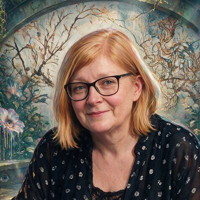 Helena Sarin, portrait painted by MLow: Tea in the Greenhouse