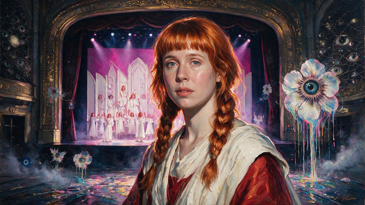 Holly Herndon, portrait painted by MLow: Choir in Pink Light