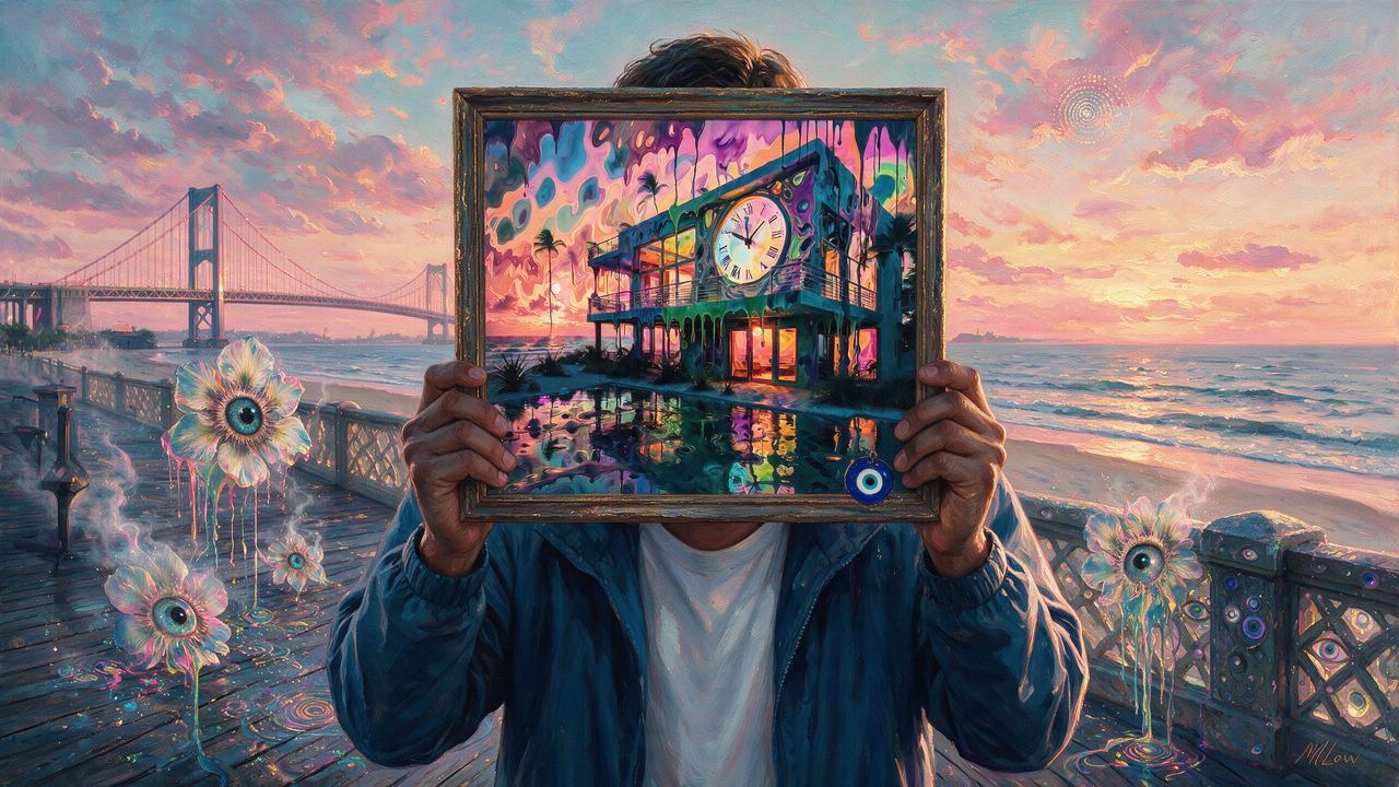 hup2, portrait painted by MLow: Meditative Melt on South Beach