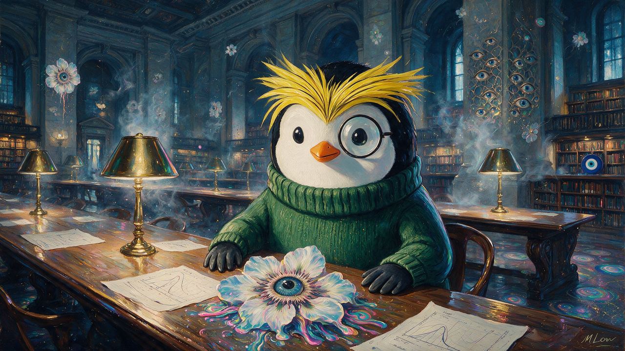 Ignas, portrait painted by MLow: Penguin in the Reading Room