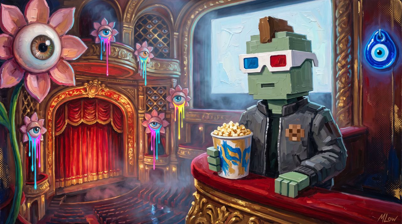 Incept.eth, portrait painted by MLow: Popcorn at the Kings Theatre