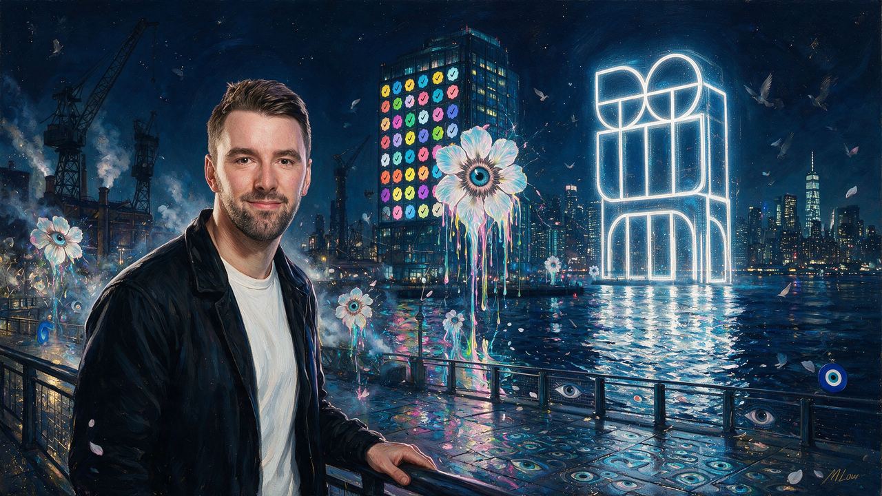 Jack Butcher, portrait painted by MLow: Eighty Checks Across the River