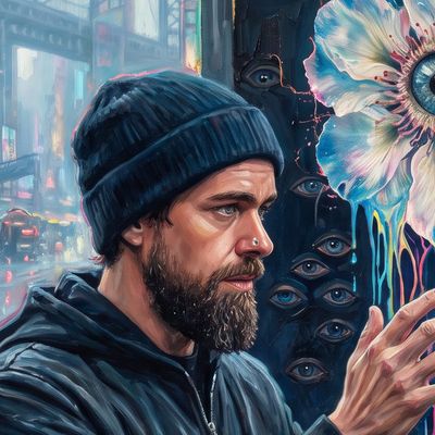 Jack Dorsey, portrait painted by MLow: Birds in Union Square