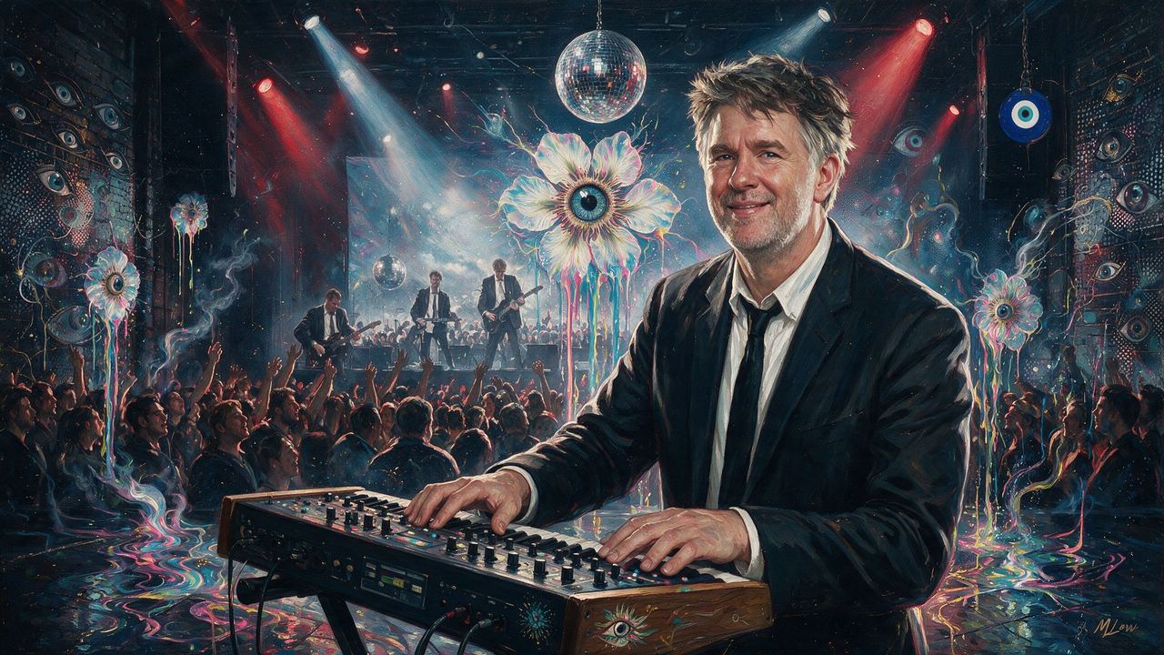 James Murphy, portrait painted by MLow: Keys Under the Disco Ball