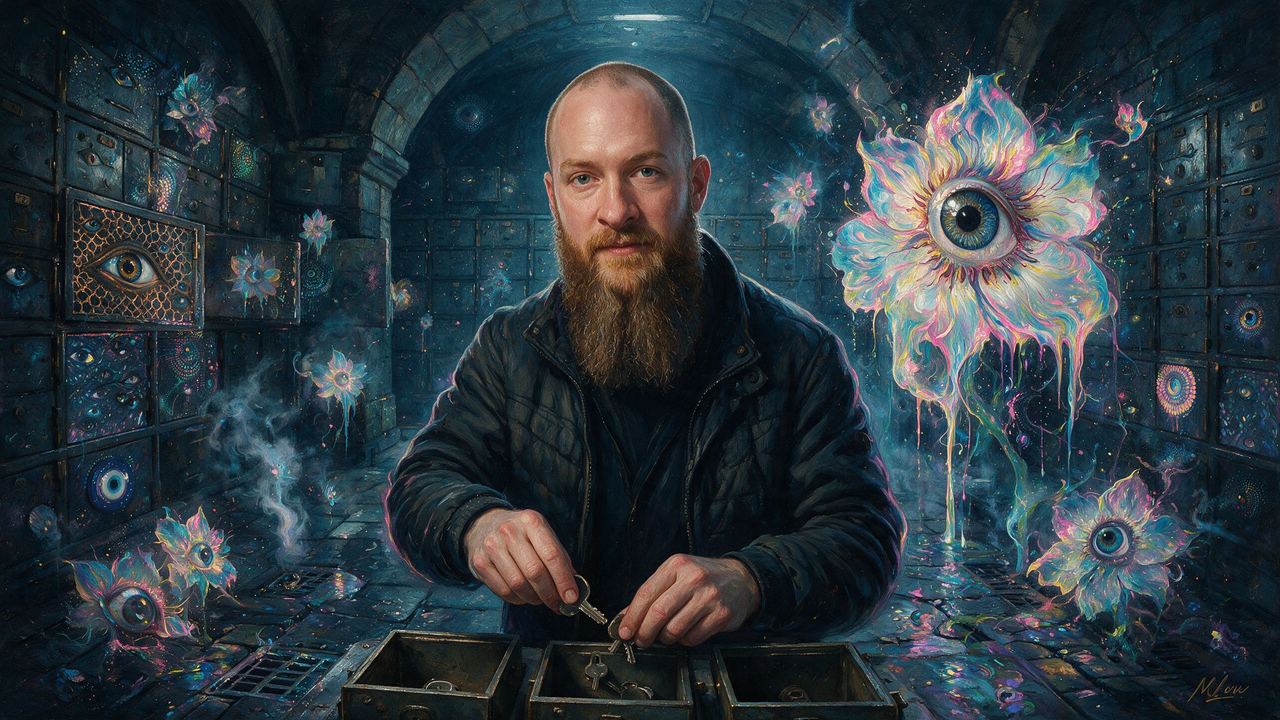 Jameson Lopp, portrait painted by MLow: Three Boxes Under Liberty Street