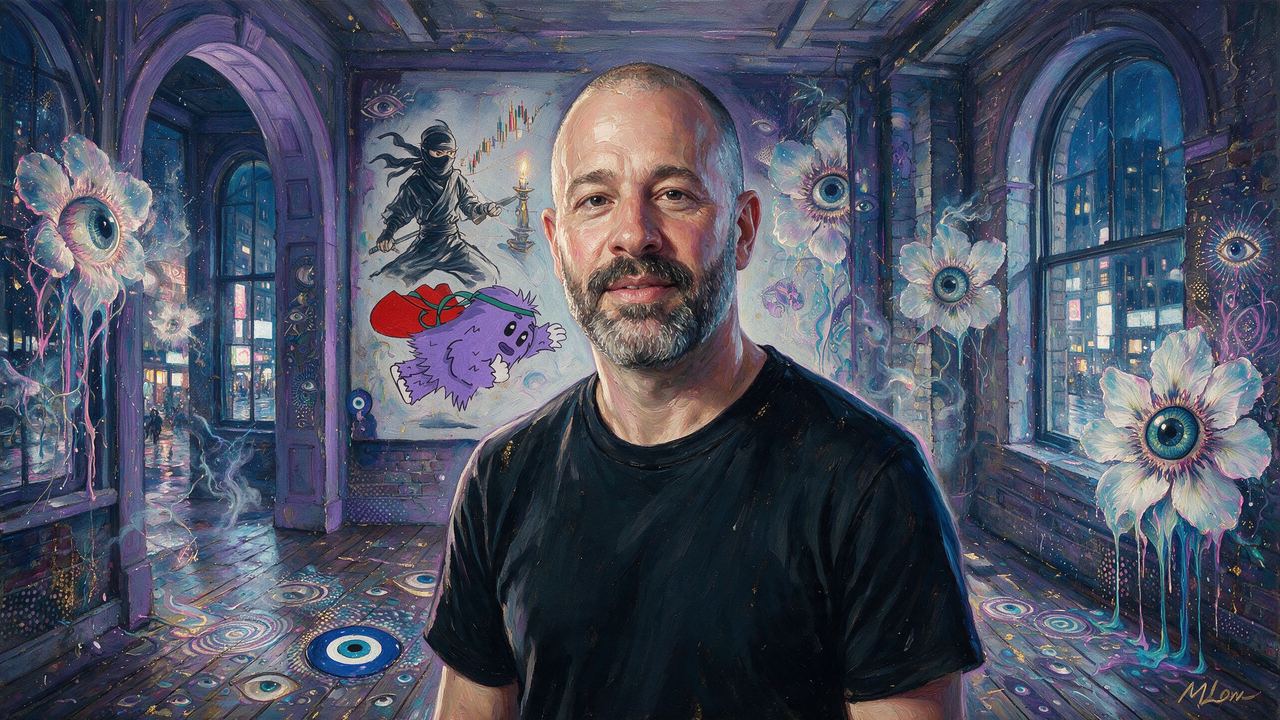 Jason Goldberg, portrait painted by MLow: Purple Arches