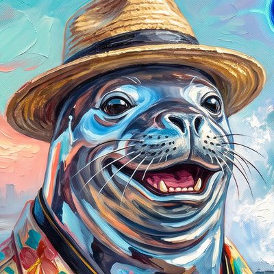 Jason O'Rourke, portrait painted by MLow: Monk Seal Monday at Rockaway