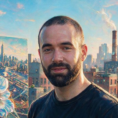 Jeremy Cohen, painted by MLow as a New Yorker