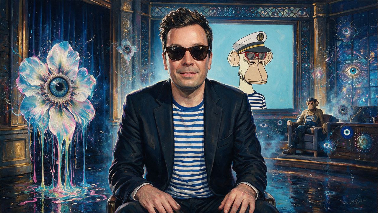 Jimmy Fallon, portrait painted by MLow: Sailor Cap on the Couch