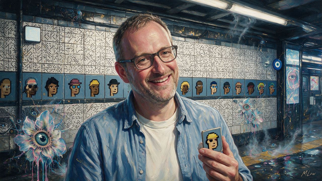 John Watkinson, portrait painted by MLow: Glyph Wall, Pixel Faces