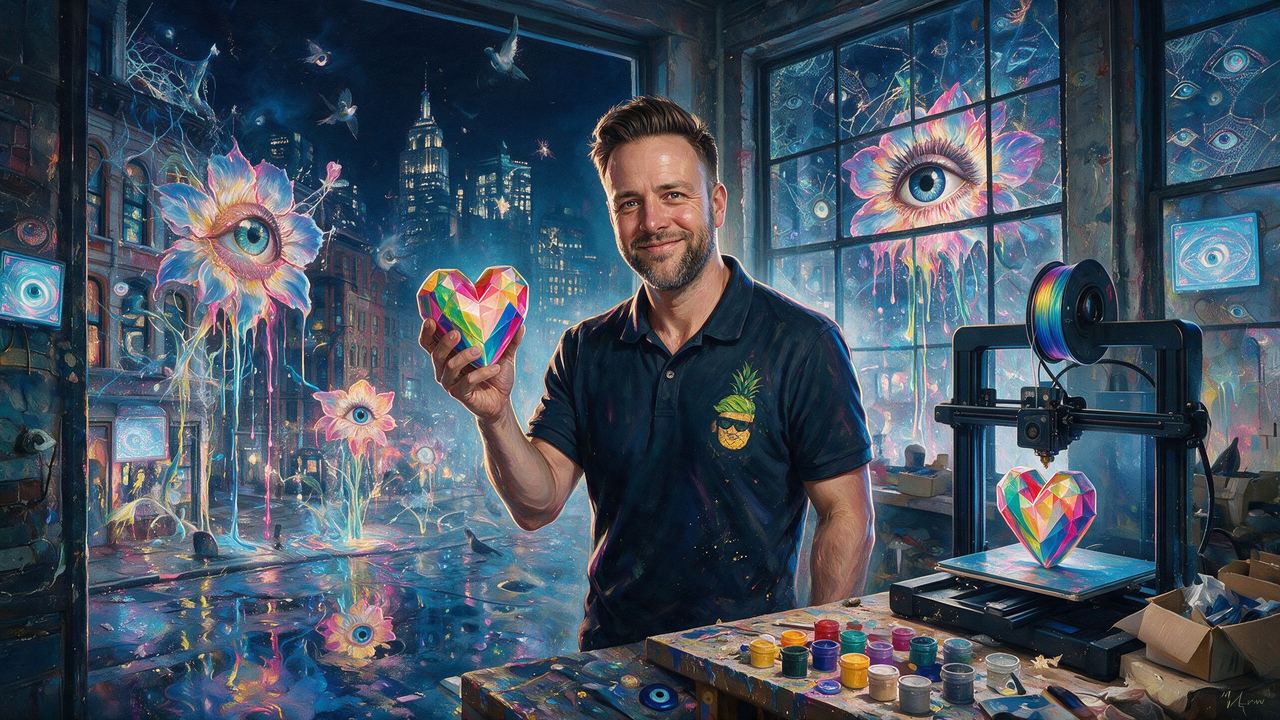 Jordan Lyall, portrait painted by MLow: Printed Heart
