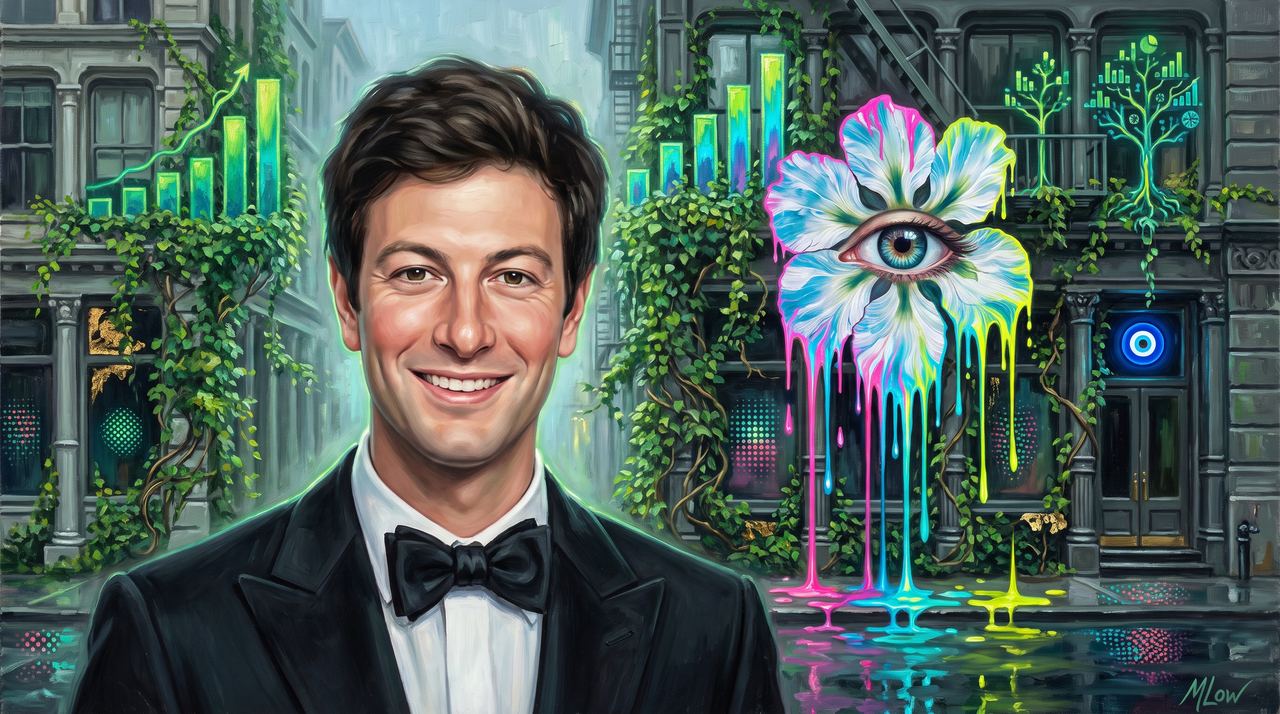 Josh Kushner, portrait painted by MLow: Thriving on Greene Street