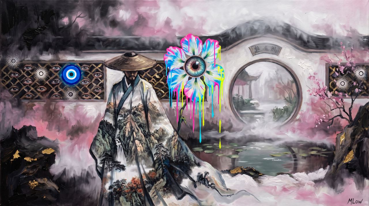 jpegzrule.eth, portrait painted by MLow: Ink Mountains in Chinatown