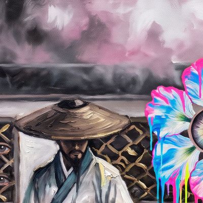 jpegzrule.eth, portrait painted by MLow: Ink Mountains in Chinatown