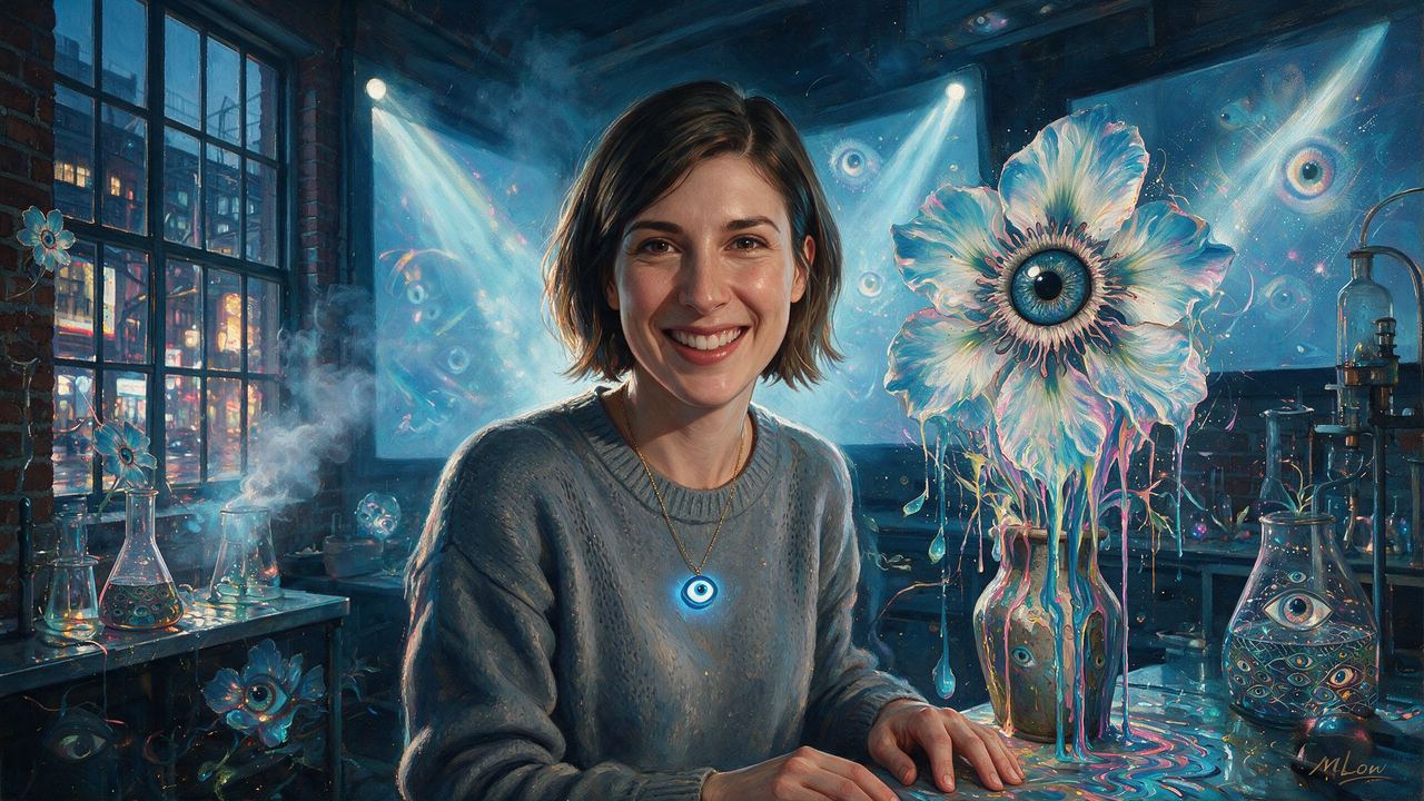 Julia Kaganskiy, portrait painted by MLow: Beams in the Lab
