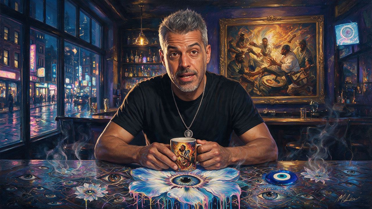 Justin BUA, portrait painted by MLow: Last Call, Harlem