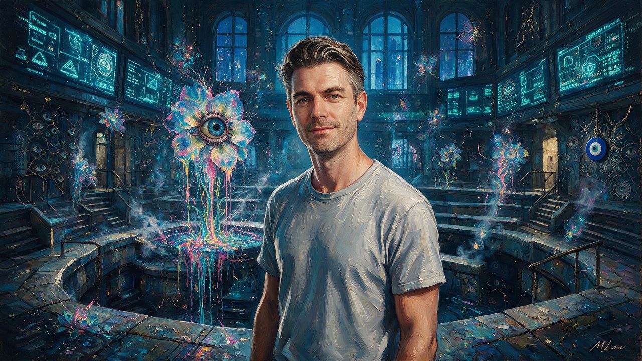 Kain Warwick, portrait painted by MLow: The Empty Pits
