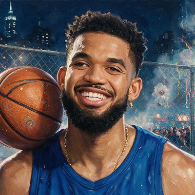 Karl-Anthony Towns, portrait painted by MLow: A Big Man at the Cage