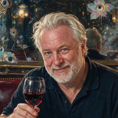 Keith McNally, portrait painted by MLow: The Man Behind the Mirror Wall