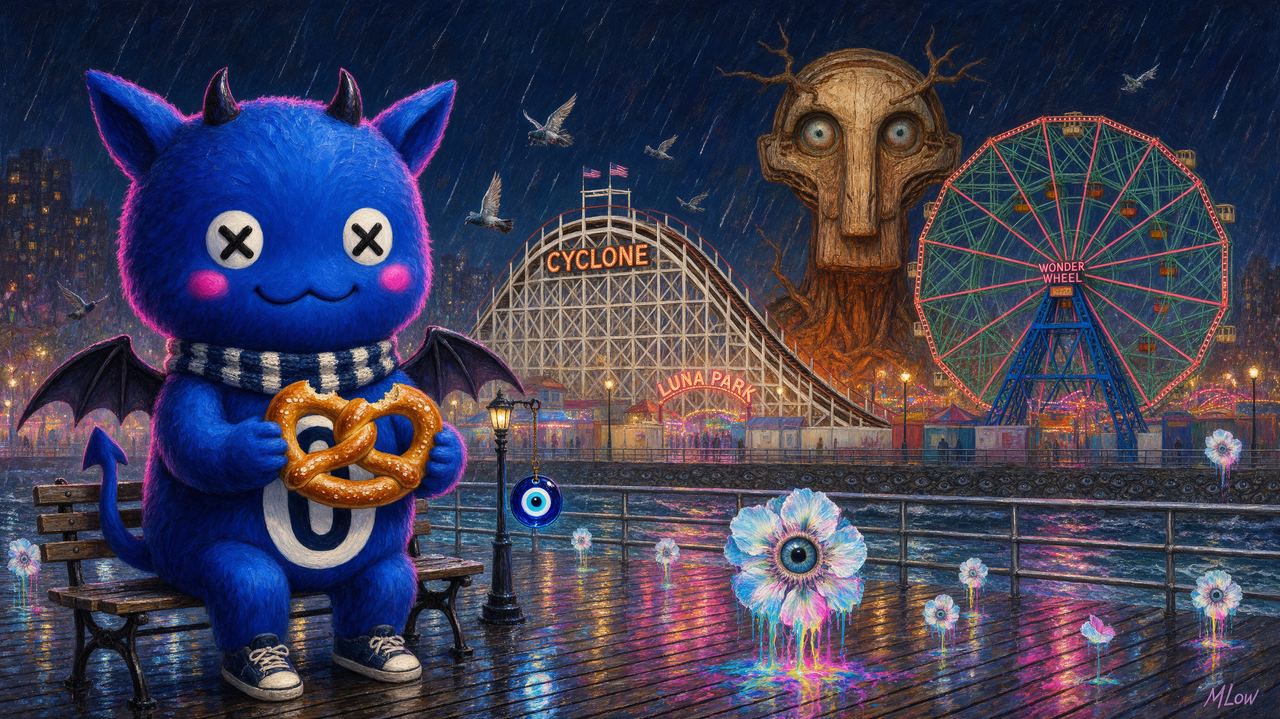 Kevbot, portrait by MLow: A Little Devil at Luna Park