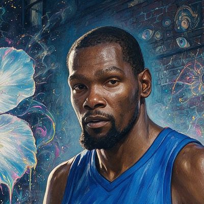 Kevin Durant, painted by MLow as a New Yorker