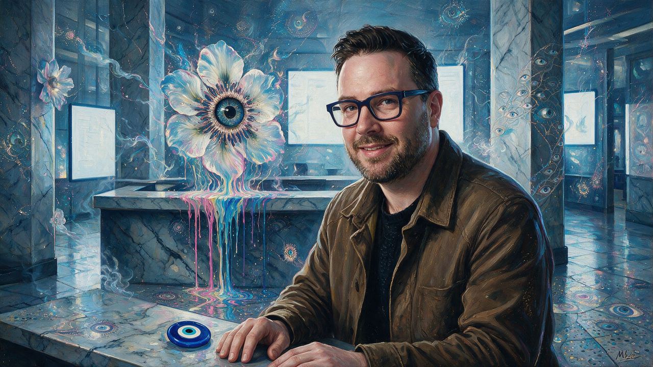 Kevin Roose, portrait painted by MLow: Blank Pages