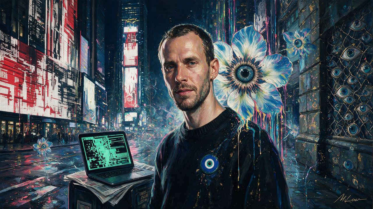 Kim Asendorf, portrait painted by MLow: Pixel Sorting Times Square