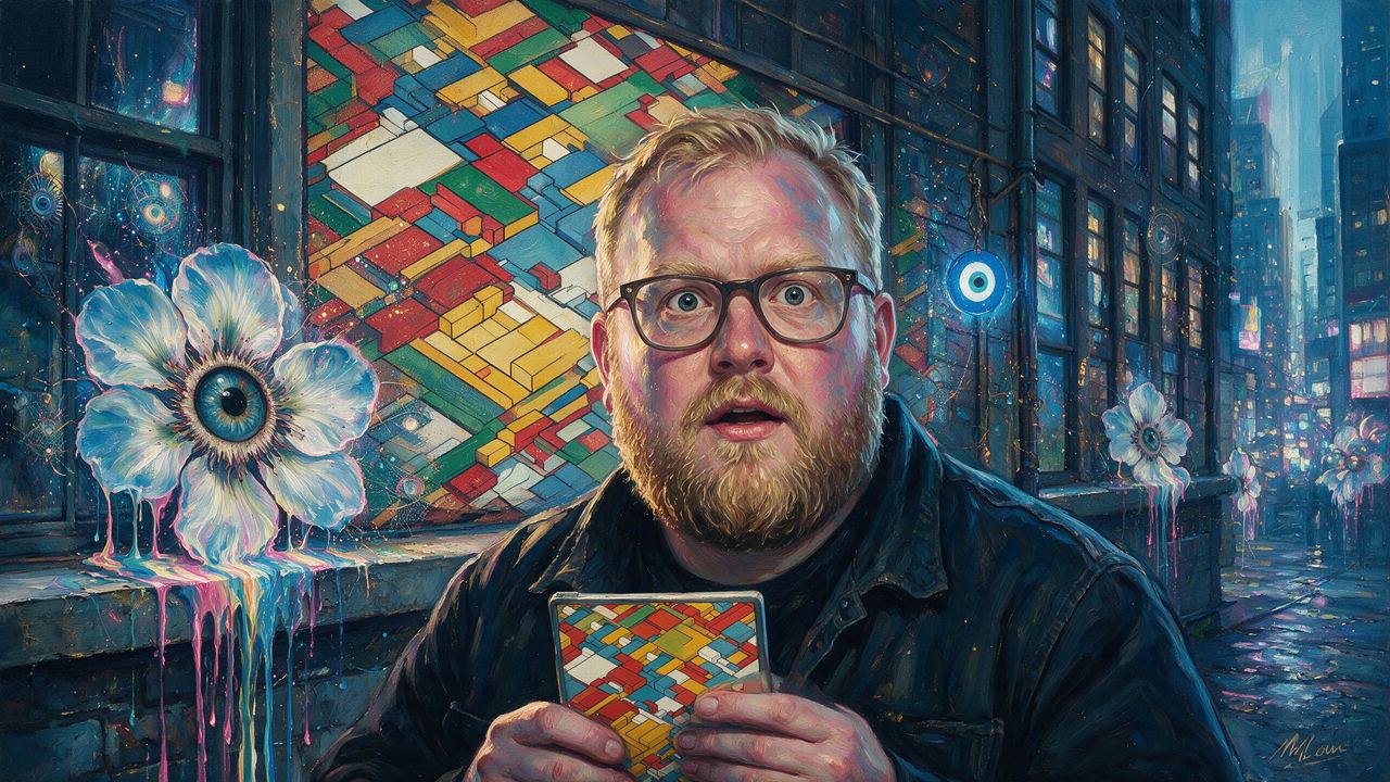 Kjetil Golid, portrait painted by MLow: Grid on the Facade