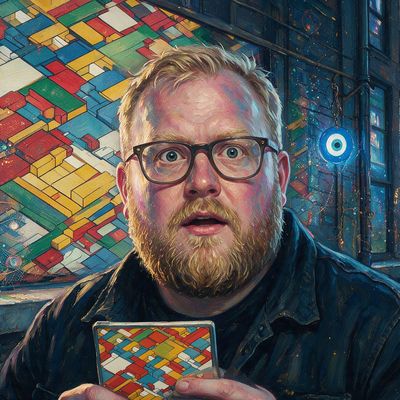 Kjetil Golid, portrait painted by MLow: Grid on the Facade