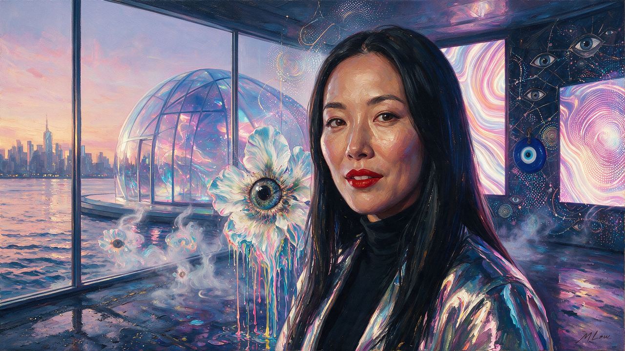 Krista Kim, portrait painted by MLow: Glass House, Hudson Light