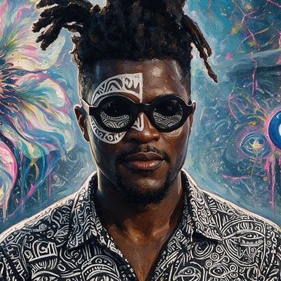 Laolu Senbanjo, painted by MLow as a New Yorker