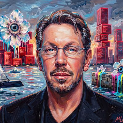 Larry Ellison, portrait painted by MLow: The Wing Sail at Chelsea Piers