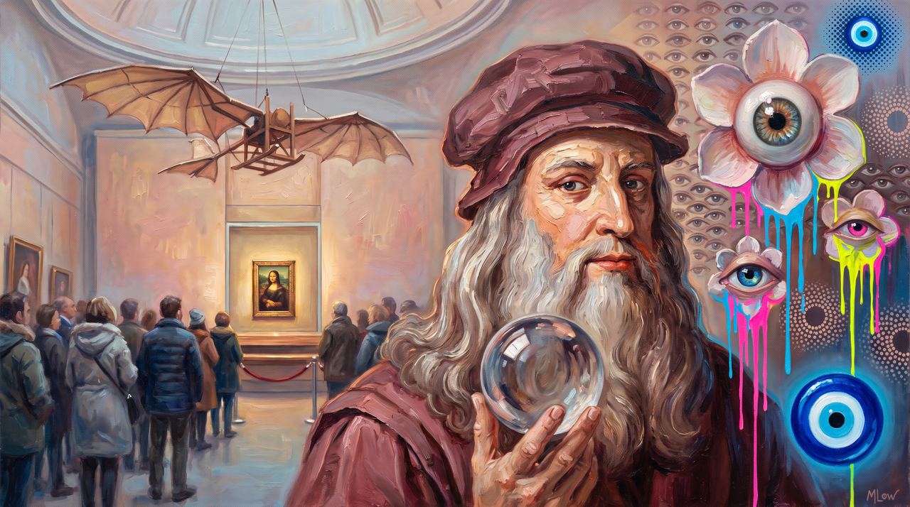 Leonardo da Vinci, portrait painted by MLow: The Orb at the Met