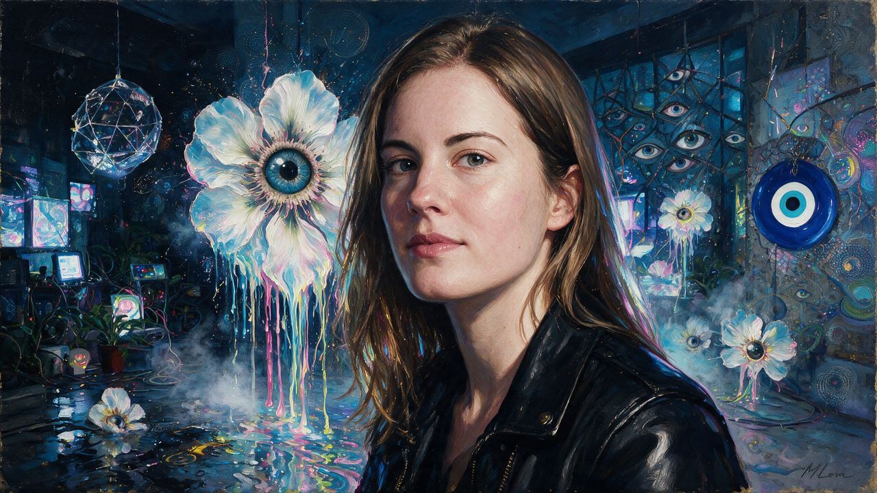 Lindsay Howard, portrait painted by MLow: Under the Wire Sphere