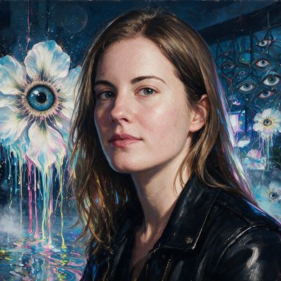 Lindsay Howard, portrait painted by MLow: Under the Wire Sphere
