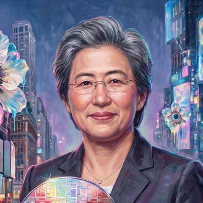 Lisa Su, portrait painted by MLow: The Wafer at the Nasdaq Tower