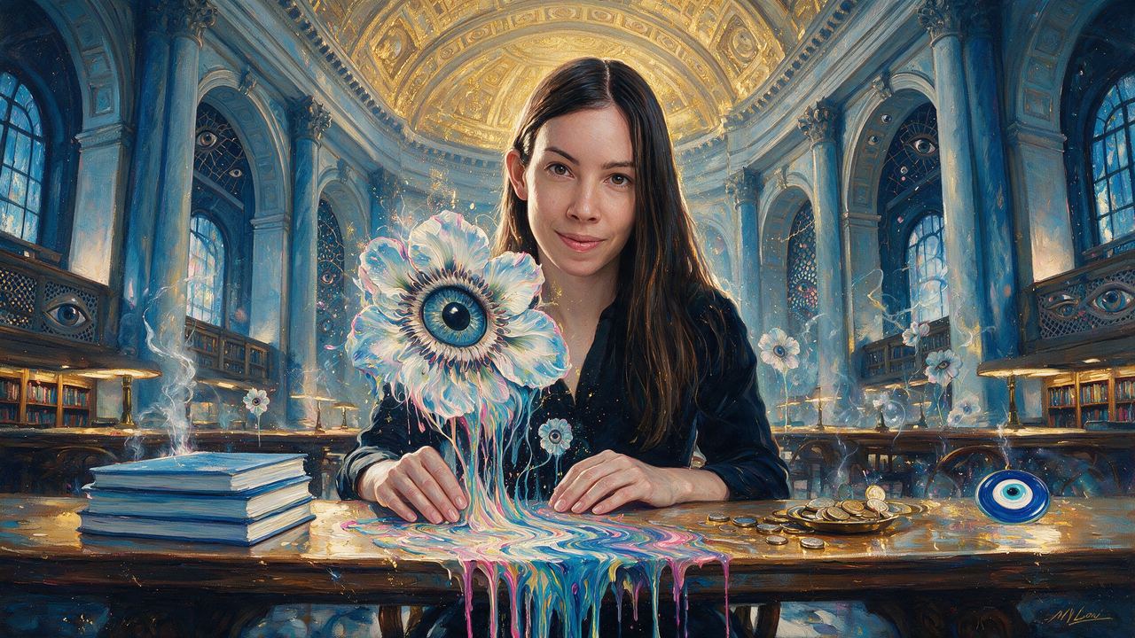 Lyn Alden, portrait painted by MLow: Notes in the Rose Reading Room