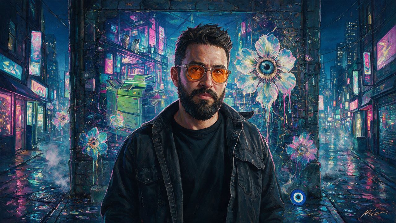 Mad Dog Jones, portrait painted by MLow: Copier in the Alley