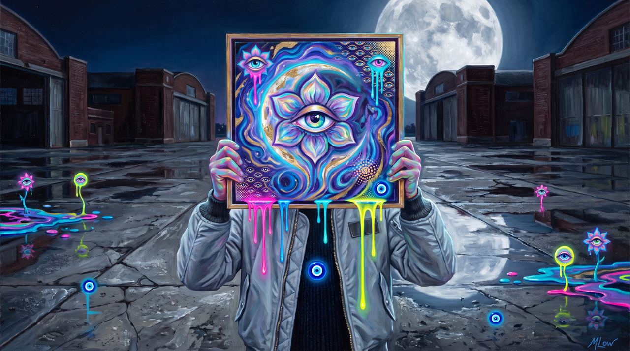 madacollects, portrait painted by MLow: The Moon Piece at Floyd Bennett Field