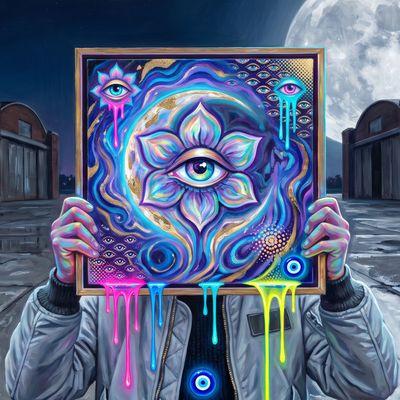 madacollects, portrait painted by MLow: The Moon Piece at Floyd Bennett Field