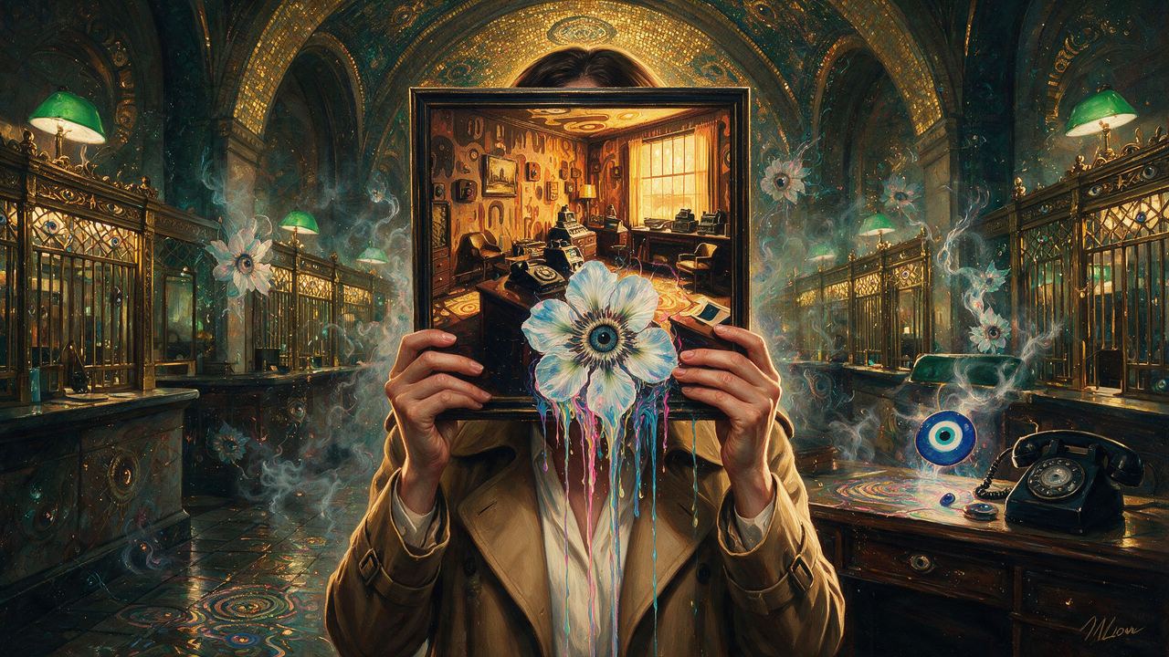 mamajj, portrait painted by MLow: The Night Office at the Savings Bank