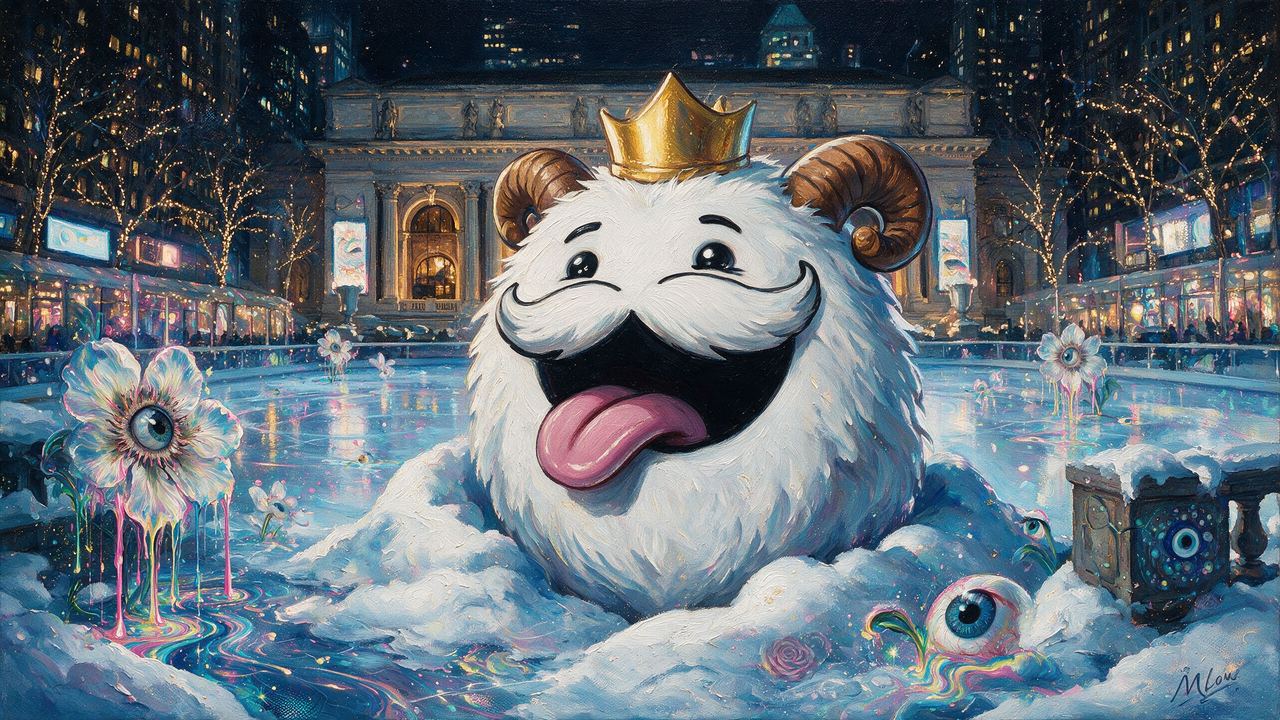 manamoonnft, portrait painted by MLow: King of the Bryant Park Rink
