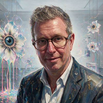 Marc Glimcher, painted by MLow as a New Yorker