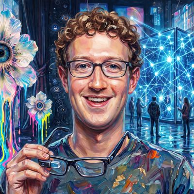 Mark Zuckerberg, portrait painted by MLow: The Network at Astor Place