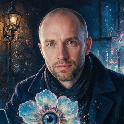 Martti Malmi, portrait painted by MLow: Winter Messages in Brooklyn
