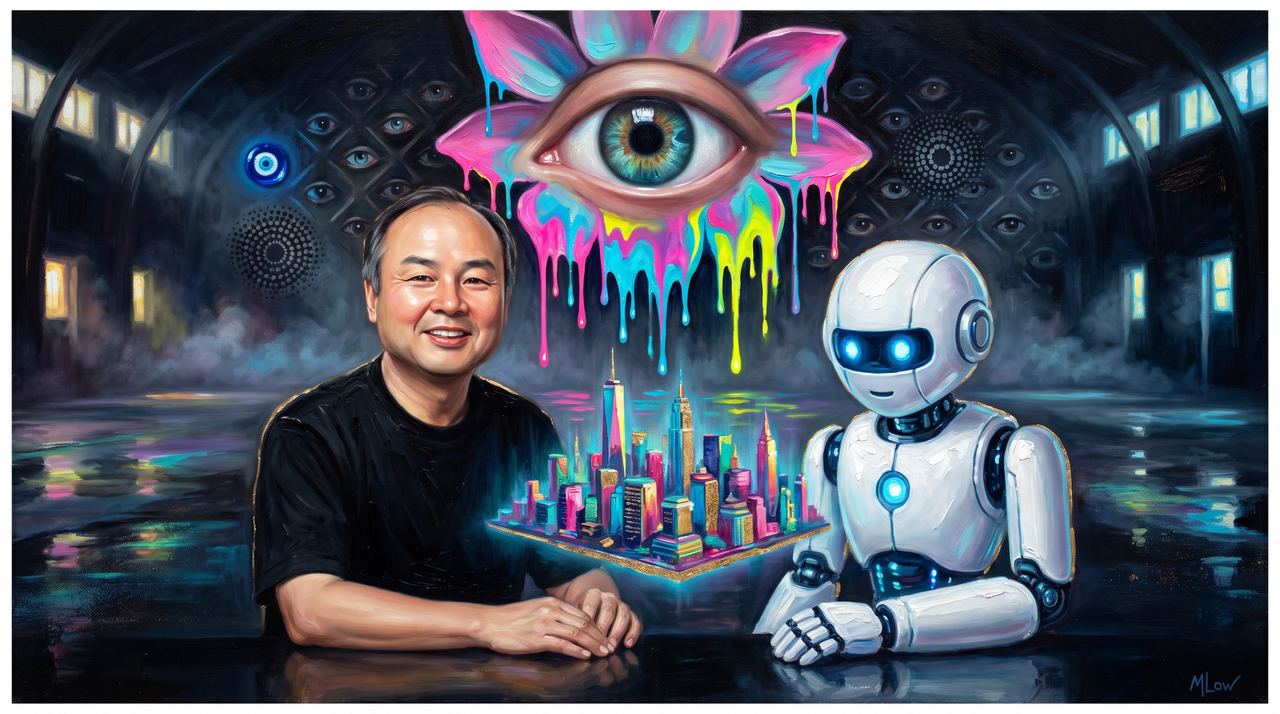 Masayoshi Son, portrait painted by MLow: The Vision at the Armory