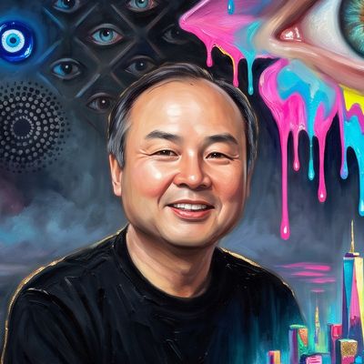 Masayoshi Son, portrait painted by MLow: The Vision at the Armory