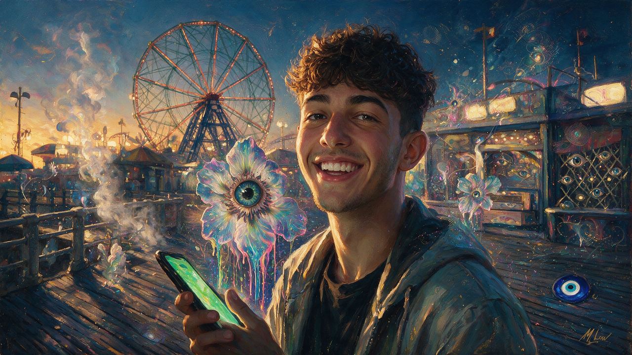 Megga, portrait painted by MLow: Golden Hour at Coney